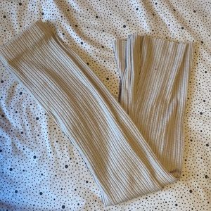 ribbed cream flarred pants